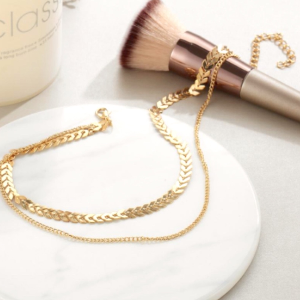 Double Layer Chevron Choker Necklace